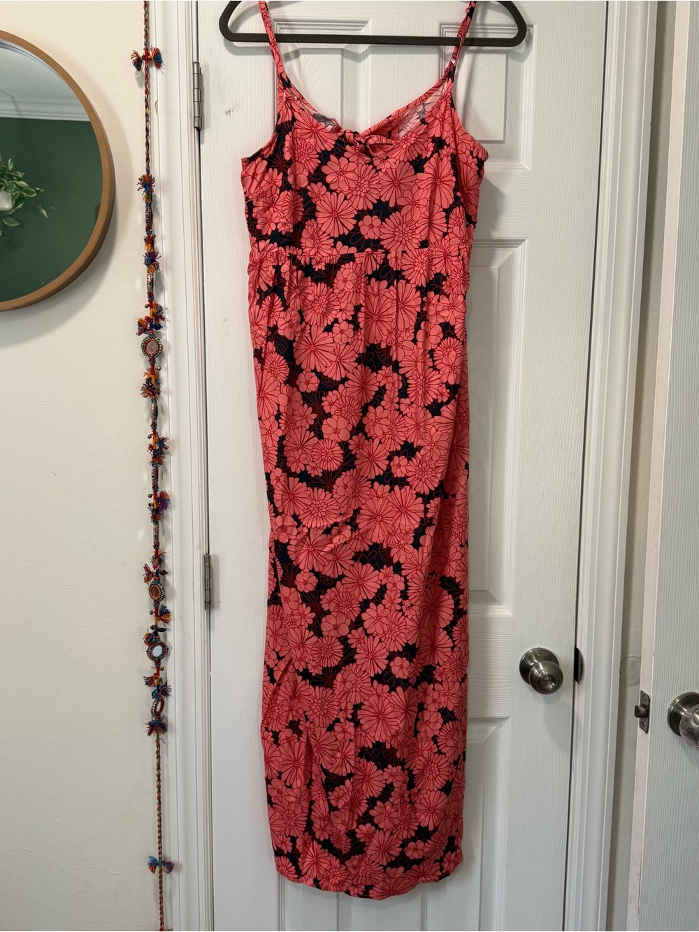 Ingrid & Isabel Maternity Coral & Black Floral Maxi Slip Dress